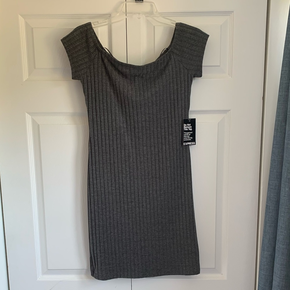 Express Gray Ribbed Dress